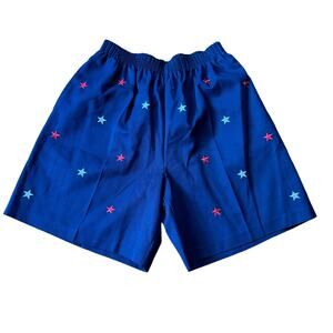 BonWorth VINTAGE navy blue High elastic waist shorts embroidered Stars MEDIUM